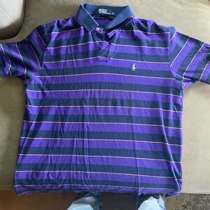 Polo by Ralph Lauren Purple and Green Striped Polo Shirt
